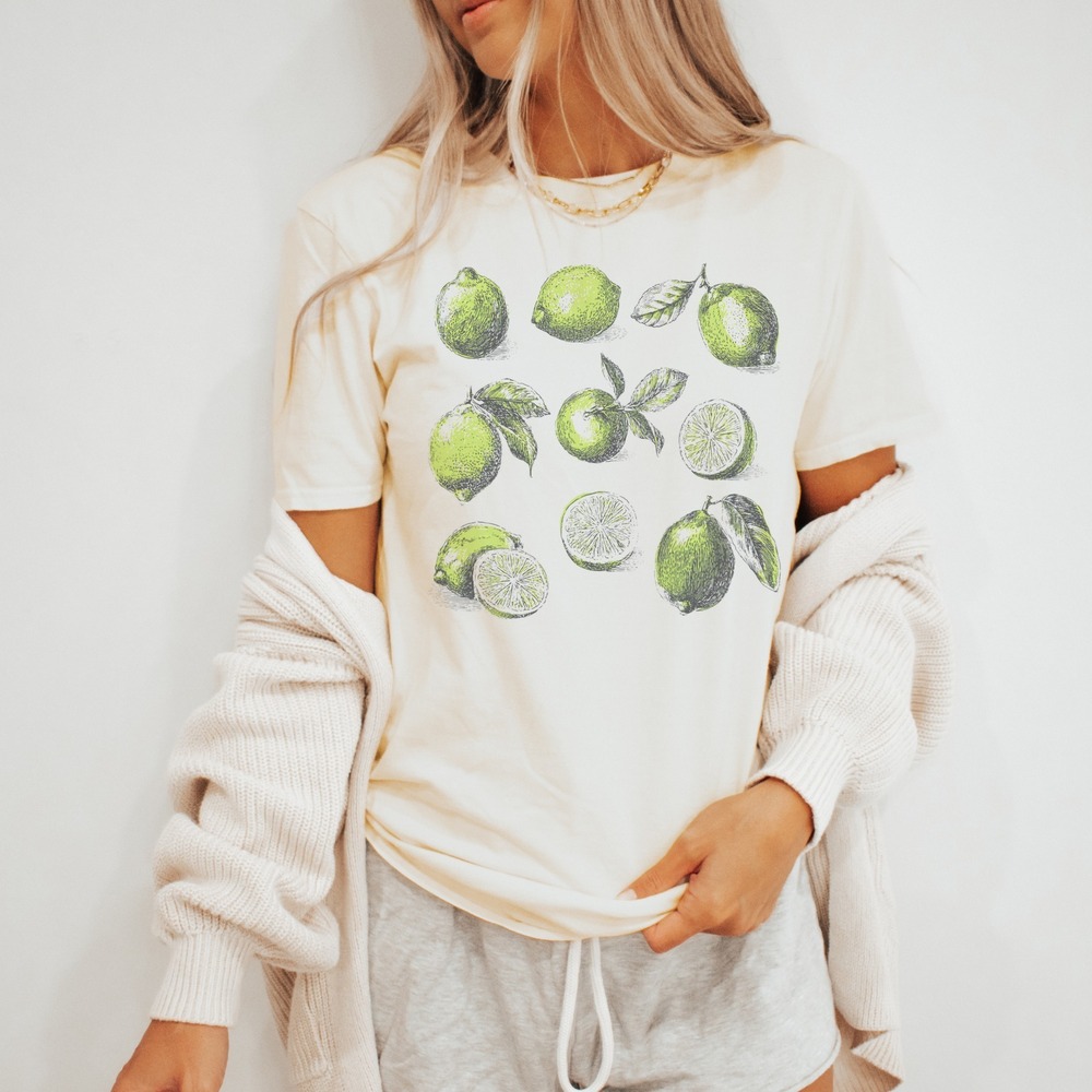 Botanical Citrus Cross Section Graphic Tee Vintage Engraving Style